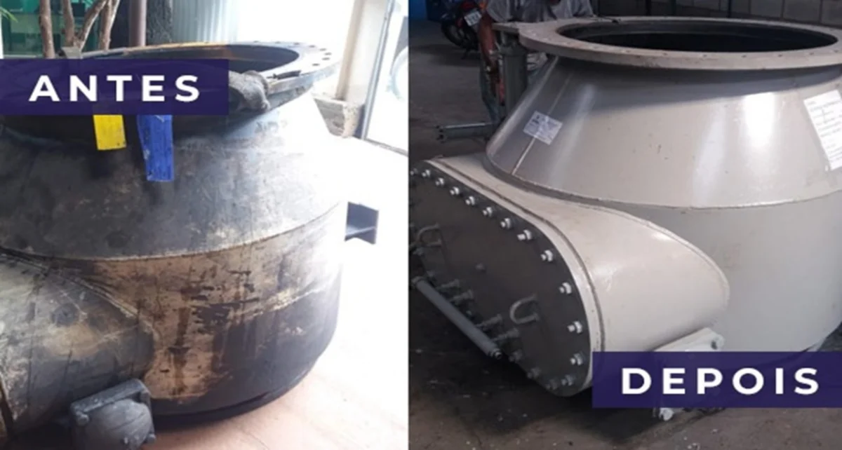 Antes e depois da recuperação de Válvula de retenção alto forno (comparativo 1)